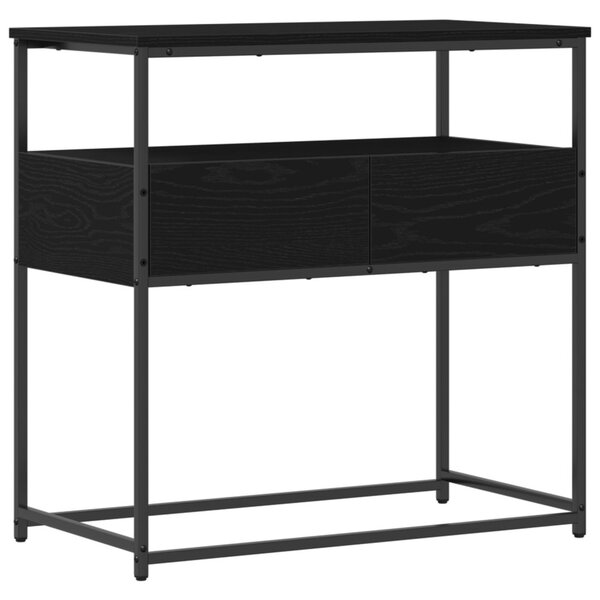 Konsol asztal Fekete Tölgy 75x40x75 cm Mérnöki Fa és Acél
