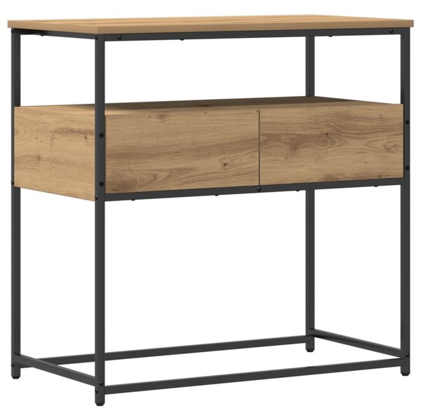 Konzolasztal kézműves tölgy 75 x 40 x 75 cm Műgyantás fa és fém