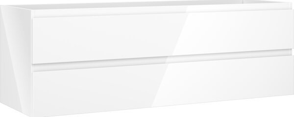 Mexen Orio, mosdó alatti fürdőszobaszekrény 140 cm, 2 fiókkal, fényes fehér, 91A10-14047-2-BFF00