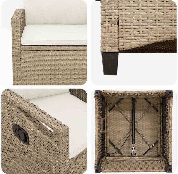 VidaXL Kerti Szék 2 pcs Beige és krém 56 x 60 x 112 cm