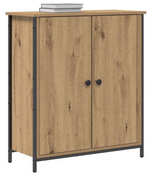 Kézműves tölgy büfé 70x30x80 cm Forgácslap és Acél