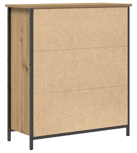 Kézműves tölgy büfé 70x30x80 cm Forgácslap és Acél