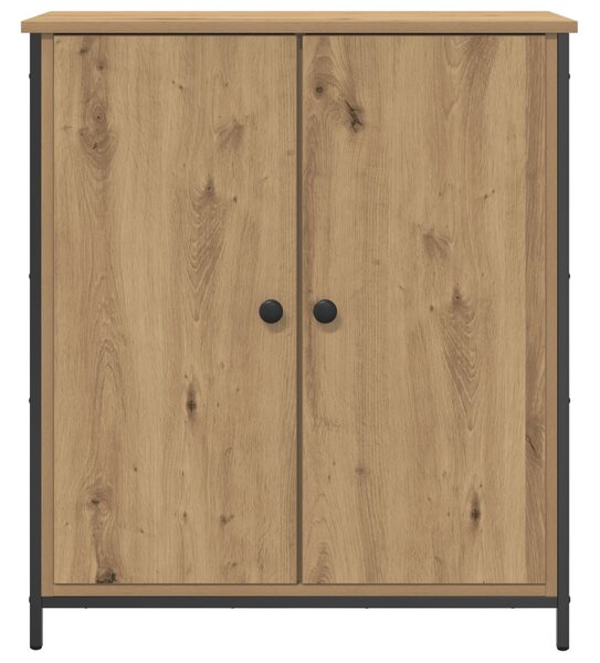 Kézműves tölgy büfé 70x30x80 cm Forgácslap és Acél