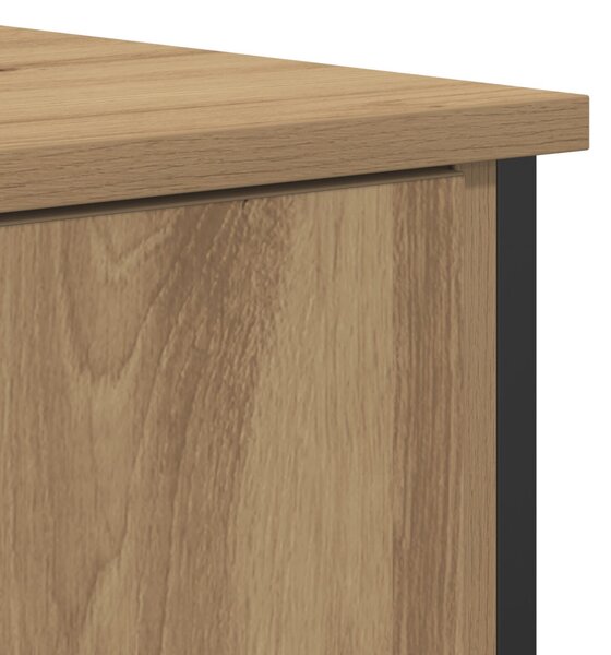 Kézműves tölgy büfé 70x30x80 cm Forgácslap és Acél