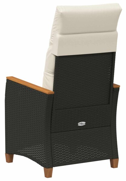 Fekvő Kerti Szék Fekete és Krém 64 x 57,5 x 112 cm polirattan