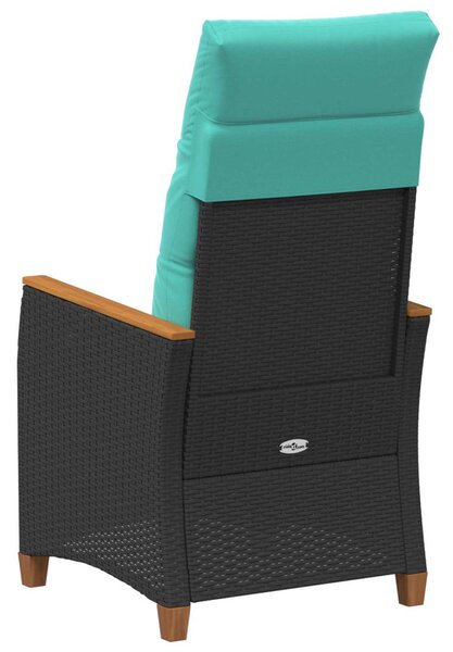 Fekvő Kerti Szék Fekete és Türkiz 64 x 57,5 x 112 cm polirattan