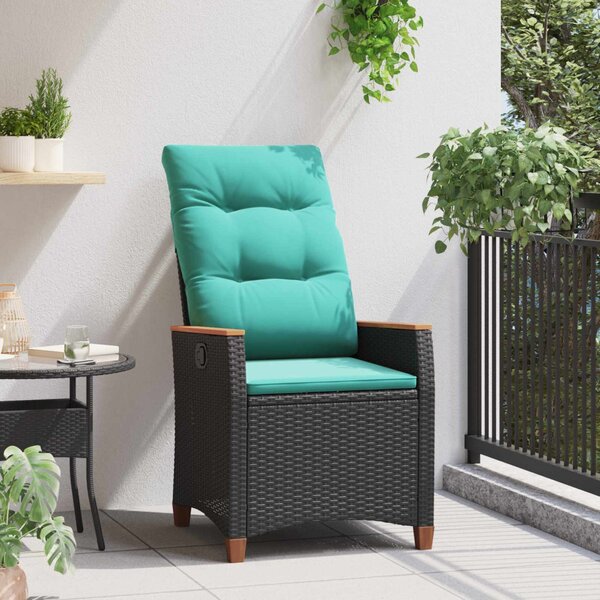 Fekvő Kerti Szék Fekete és Türkiz 64 x 57,5 x 112 cm polirattan