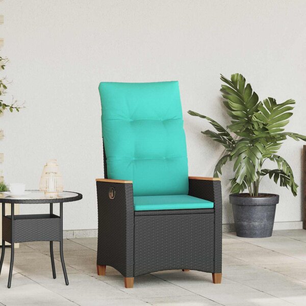 Fekvő Kerti Szék Fekete és Türkiz 64 x 57,5 x 112 cm polirattan