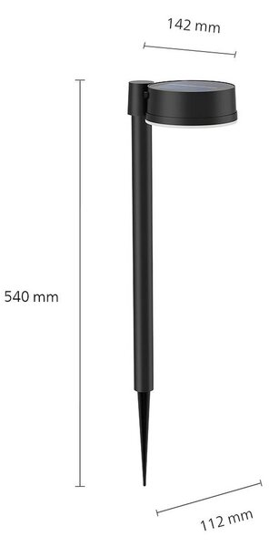 Philips LED napelemes földi tüskés lámpa Vynce, Ø fej 11,2 cm, Fekete, Műanyag, Modern