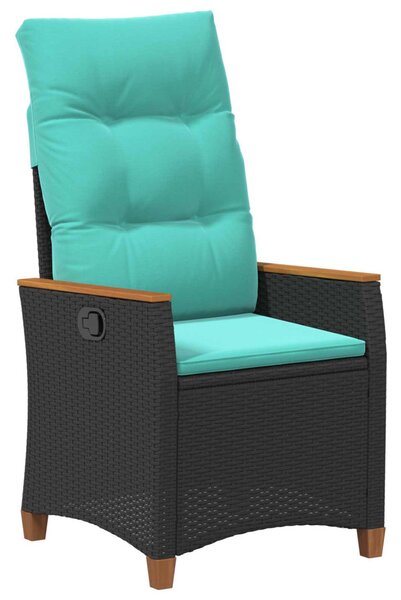 Fekvő Kerti Szék Fekete és Türkiz 64 x 57,5 x 112 cm polirattan