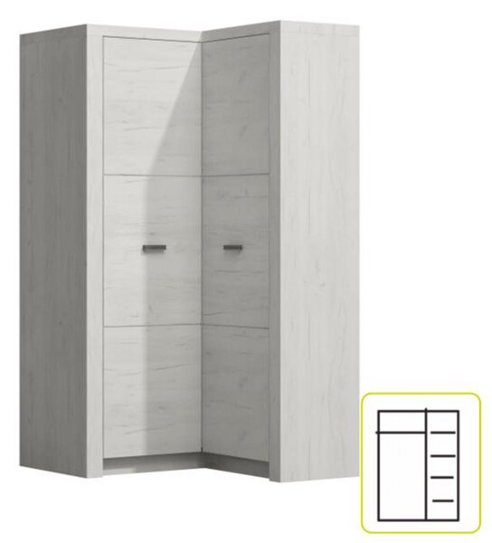 Sarok ruhásszekrény Infinity 14L (Fehér kőris)