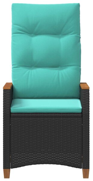 Fekvő Kerti Szék Fekete és Türkiz 64 x 57,5 x 112 cm polirattan