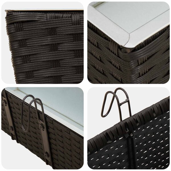 VidaXL Erkély 2 pcs Fekete 50 x 17 x 17 cm Fém