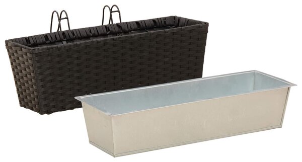 VidaXL Erkély 2 pcs Fekete 50 x 17 x 17 cm Fém