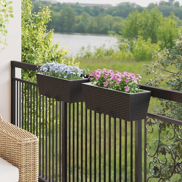 VidaXL Erkély 2 pcs Fekete 50 x 17 x 17 cm Fém