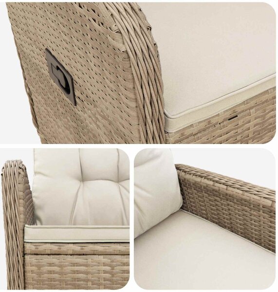 VidaXL Fekvő Kerti Szék Beige és Krémszínű