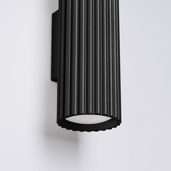 SOLLUX LIGHTING Carbon fali lámpa, fekete, 20 cm magas, alumínium, 2 lámpás., dimmelhető, Fekete, Nappali / Étkező, Alumínium, Modern