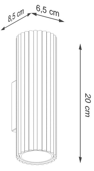 SOLLUX LIGHTING Carbon fali lámpa, fekete, 20 cm magas, alumínium, 2 lámpás., dimmelhető, Fekete, Nappali / Étkező, Alumínium, Modern