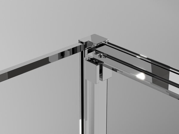 Mexen Exo, tolóajtós zuhanykabin, 80 cm-es ajtó + 70 cm-es oldalfal, átlátszó üveg, króm, 8153-080-070-01-00