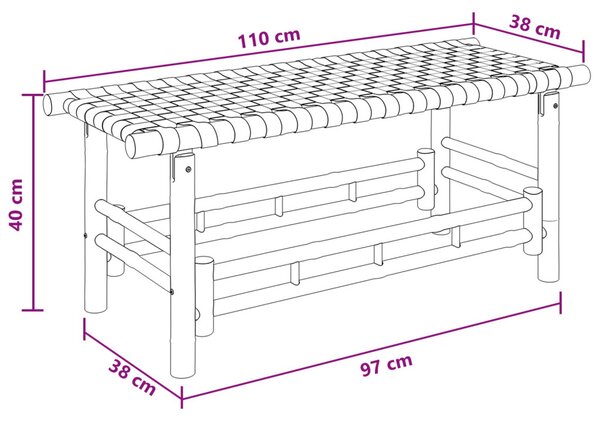 Kerti pad 110 x 38 x 40 cm Bambusz Természetes Négyszögletes