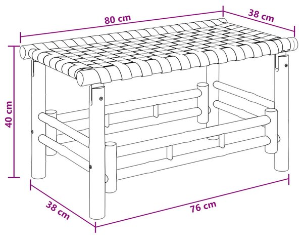 Kerti pad 80 x 38 x 40 cm Bambusz Természetes Négyszögletes