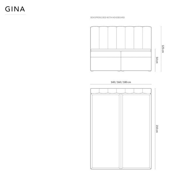 Sötétkék boxspring ágy tárolóhellyel 160x200 cm Gina – Milo Casa