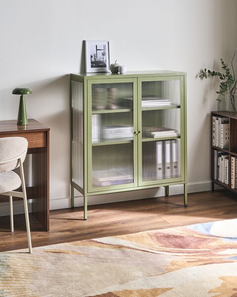 Vitrin LERRYN Fém 90 cm Zöld