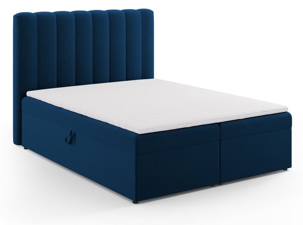 Sötétkék boxspring ágy tárolóhellyel 160x200 cm Gina – Milo Casa