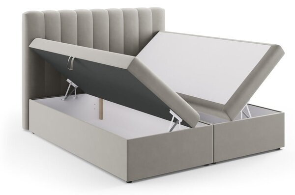Szürke boxspring ágy tárolóhellyel 180x200 cm Gina – Milo Casa