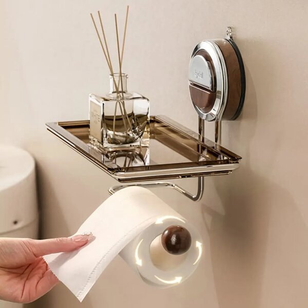 Veloraluxe™ Vákuumos Rögzítésű Wc-papír Tartó Polccal, Fehér