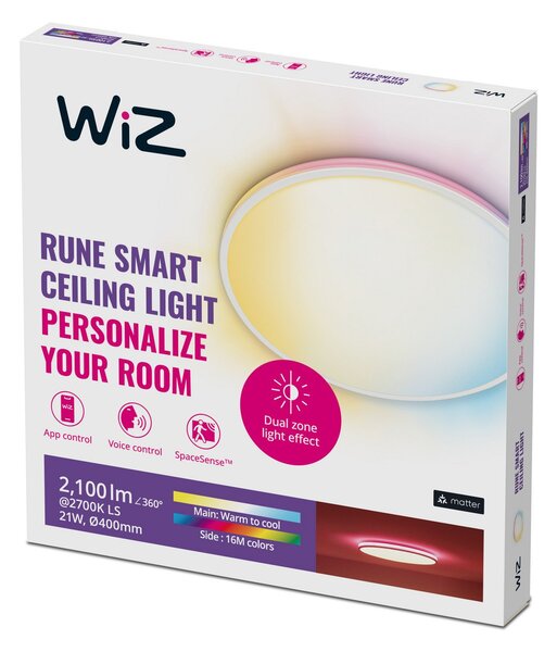 Mennyezeti Lámpa WiZ, Rune, dimmable, Fehér, Nappali, Műanyag, Modern