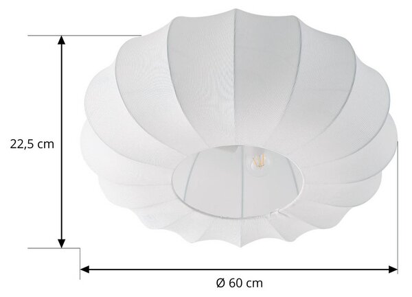 Lindby Helin mennyezeti világítás, fehér, Ø 60 cm, textil, 3 x E27, dimmelhető, Fehér / opál, Nappali / Étkező, Textil / szövet / selyem, Skandináv