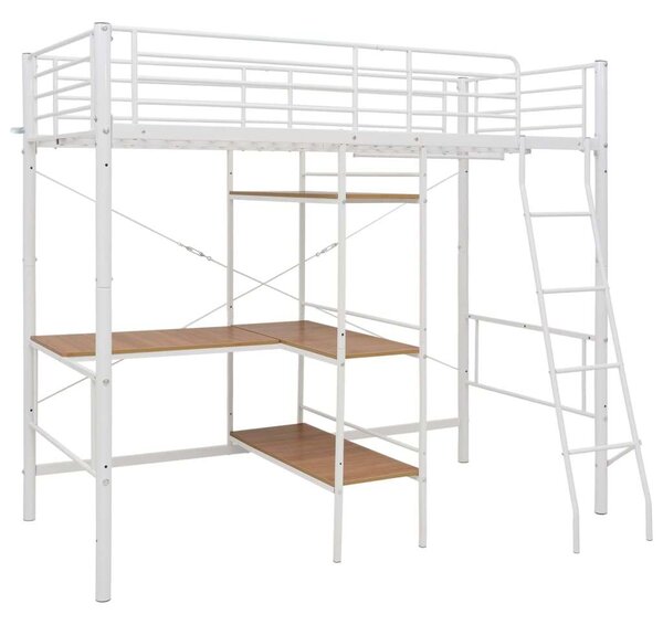 VidaXL fehér fém emeletes ágykeret asztallal 90 x 200 cm