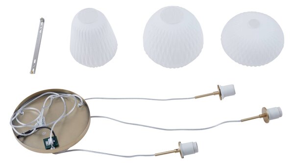 Lucande függőlámpa Quinara, 3-lámpás, opál, üveg, Ø 52 cm, dimmelhető, Fehér / opál, Nappali / Étkező, Üveg