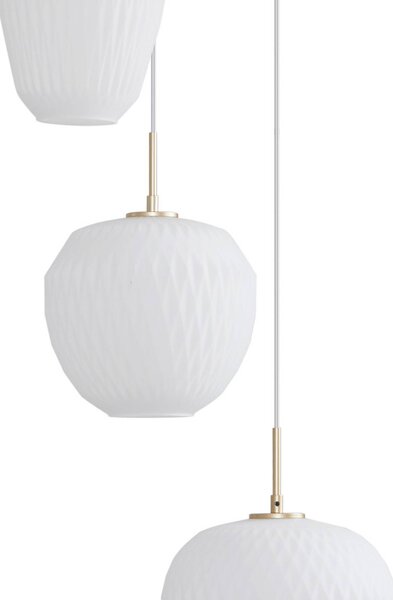 Lucande függőlámpa Quinara, 3-lámpás, opál, üveg, Ø 52 cm, dimmelhető, Fehér / opál, Nappali / Étkező, Üveg