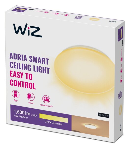Mennyezeti Lámpa WiZ, Adria, dimmable, Fehér, Nappali, Műanyag, Modern
