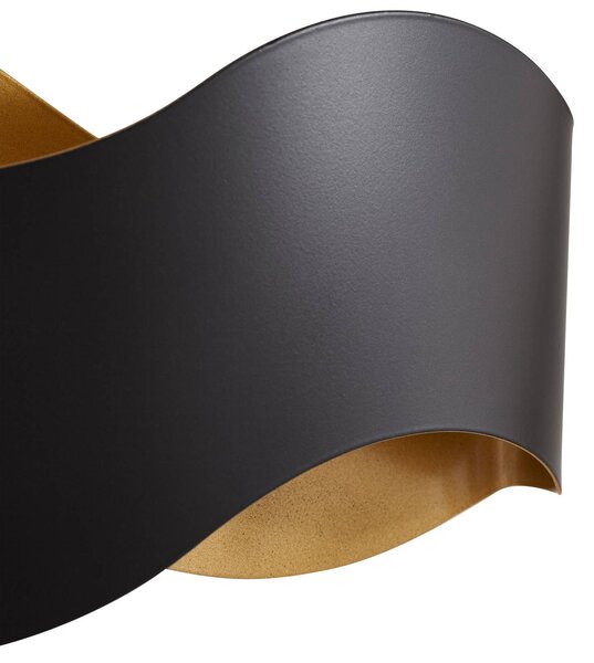 Lindby Dailin fali világítás, fekete/arany, 30 cm, fém, dimmelhető, Fekete, Nappali / Étkező, fém, Modern
