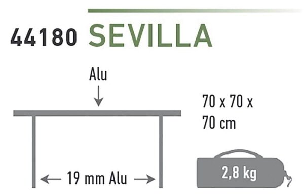 High Peak Sevilla Kemping asztal