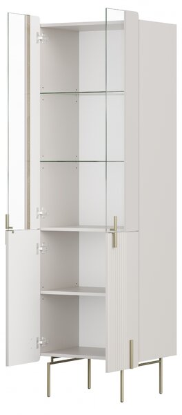 Malmi vitrines szekrény 60 cm négyajtós - kasmír / arany lábak