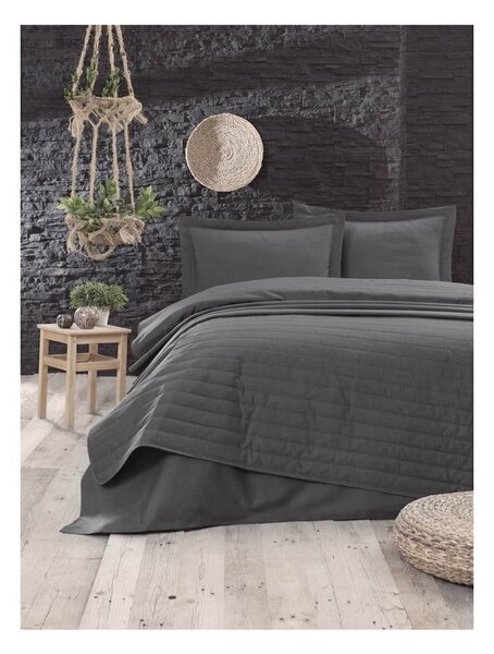 Sötétszürke steppelt ágytakaró franciaágyra 220x240 cm Monart – Mijolnir
