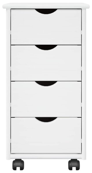 Görgős szekrény kerékkel Fehér 34 x 39 x 65,5 cm Tömör fenyőfa