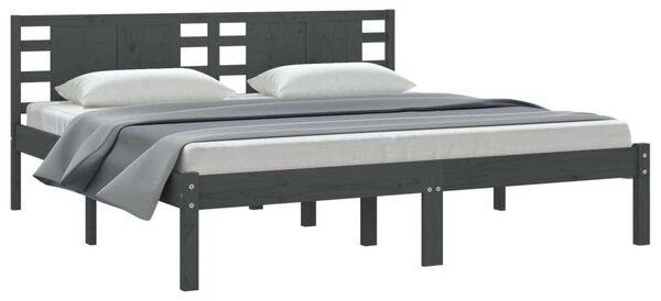 VidaXL Szürke Tömör Fenyőfa Ágykeret - 200x200 cm