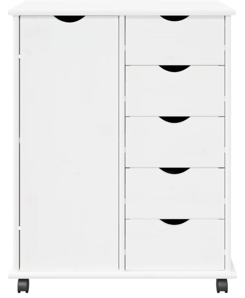 Görgős szekrény kerékkel Fehér 63,5 x 39 x 79 cm Tömör fenyőfa