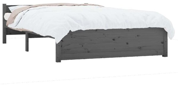 VidaXL szürke tömör fa ágykeret 135x190 cm (4FT6 Double)