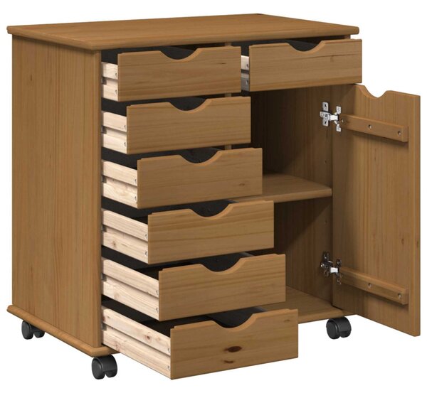 Görgős szekrény Méz barna 63,5 x 39 x 65,5 cm Tömör fenyőfa