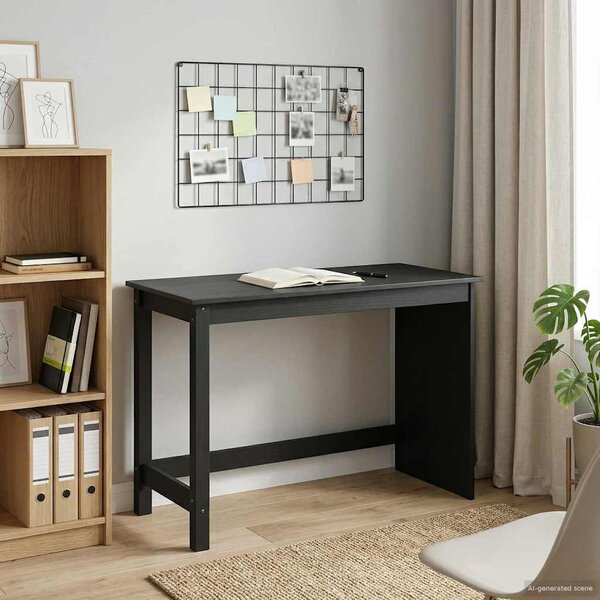 Asztal Fekete 112 x 50 x 75 cm Tömör fenyőfa