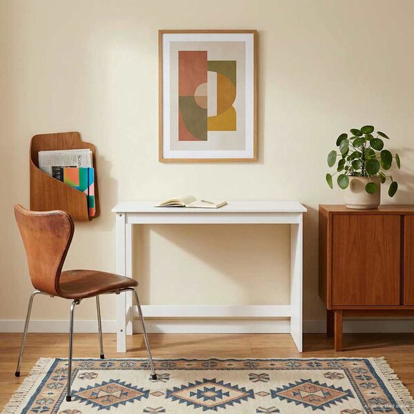 Asztal Fehér 112 x 50 x 75 cm Tömör fenyőfa
