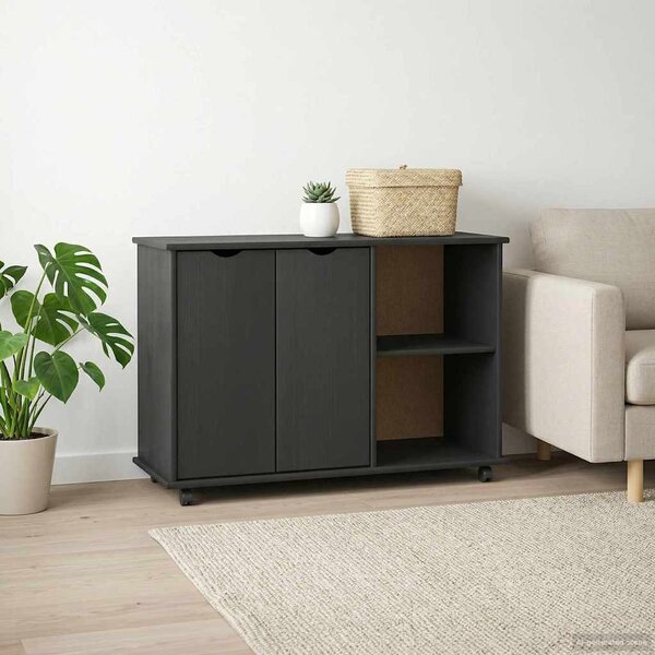 Görgős szekrény Szürke 100 x 39 x 65,5 cm Tömör fenyőfa