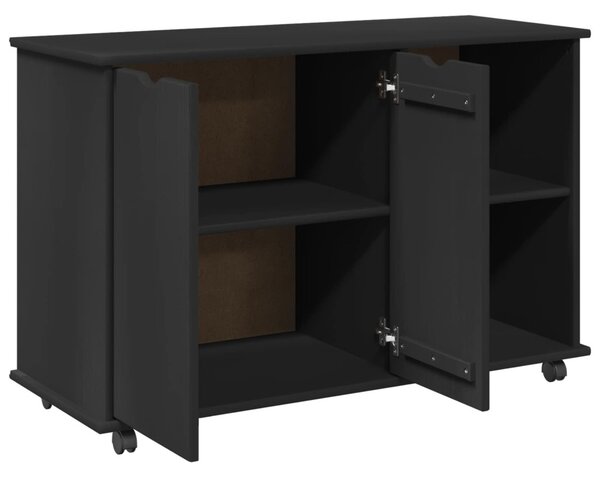 Görgős szekrény Fekete 100 x 39 x 65,5 cm Tömör fenyőfa
