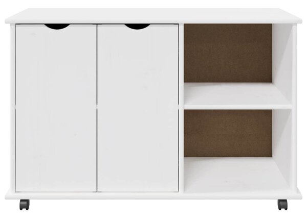 Görgős szekrény kerékkel Fehér 100 x 39 x 65,5 cm Tömör fenyőfa